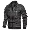 High Quality Men’s PU Coats Washed Windproof Biker Leather Jacket For Men