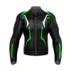 Custom Black And Green Motorcycle Racing Leather Jacket