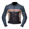 Men’s Motorbike Leather Jacket Blue Black/Motorcycle Jackets for Rider