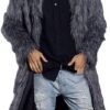 Men’s Faux Fur Coat Long Lapel Trench Coat Overcoat Outerwear Jacket Parka Coat