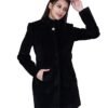 Women Laped Long Wool Worsted High Collared Coat