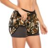 Women 2 in 1 Double Layer Shorts Workout Fitness Running Pants Active Yoga Gym CAMO