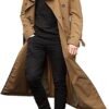 Coat Men Fashion Easy Notch Lapel Casual Long Pea Jacket Windbreaker Coat Gray