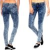 Womens Acid Blue Destroy Skinny Ripped Distressed Denim Jeans