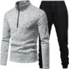 Tracksuit Sweatsuits for Men Men’s 2 Pcs Sweatshirts Set Men Tan Slim Fit Suit Men’s 2 Pcs Sweatshirts Set