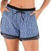 Women 2 in 1 Double Layer Shorts Workout Fitness Running Pants Active Yoga Gym Sport Shorts with Pockets