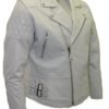 Men’s White Biker Real Cowhide Leather Jacket