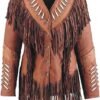 Women’s Western Real Leather Jacket With Beads and Fringes