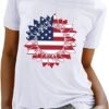 4th of July T-shirts Women Summer Patriotic USA Flag T-shirts Independence Day Tees