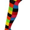 Womens Over The Knee Thigh High Long Socks Multicoloured Squares Check Chequered Print Pattern