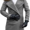 Men’s Winter Trench Overcoat Faux Fur Collar Top Coat Double Breasted Business Long Pea Coat Comfy Fashion Tops