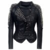 Women Zip Up Faux Leather Biker Jacket